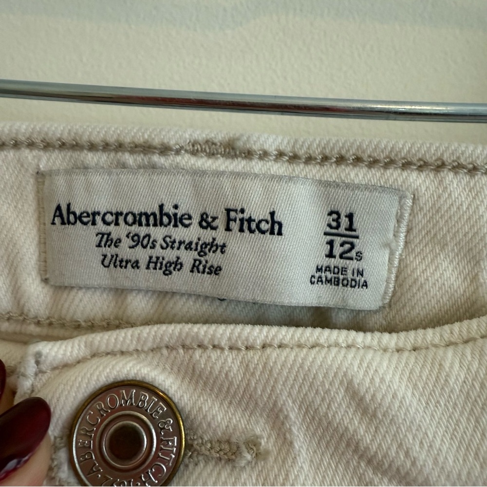 Abercrombie & Fitch Straight Ultra High Rise Off White Jeans‎ Sz 31/12S - Picture 3 of 10